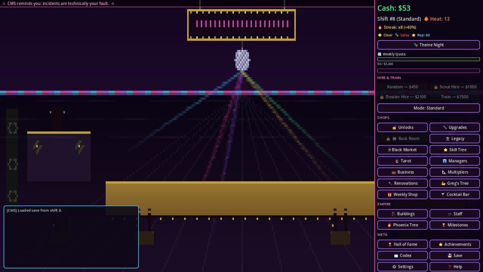 Club Empire — neon nightclub title screen